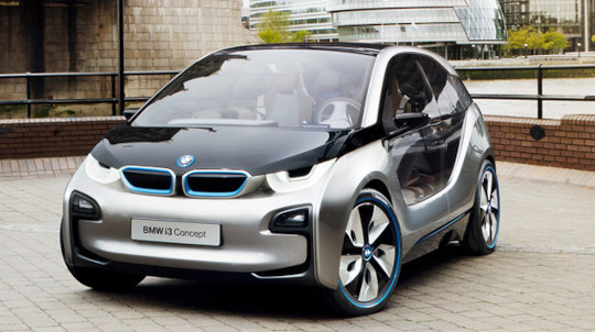 A BMW i3 car parked up in London at a What Car? managed event.